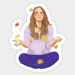 girl and leaves Sticker